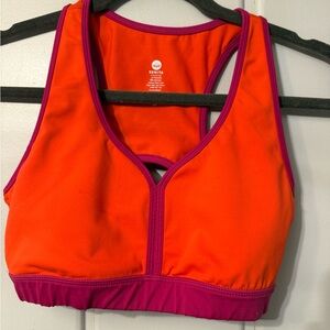 Senita Athletics Orange and Purple Sports Bra with phone pocket